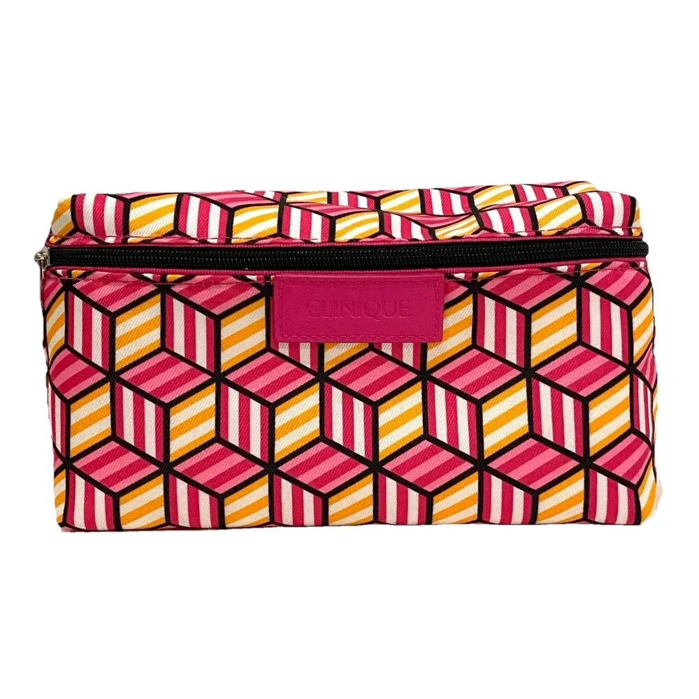 Clinique Pink Makeup Bag Cosmetic Pouch Travel Organizer Beauty Items Case